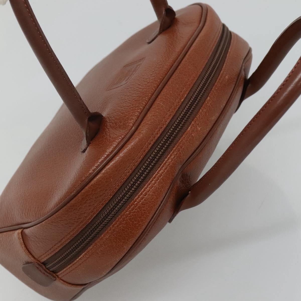 Burberrys Hand Bag Leather Brown Gold Auth ep8000