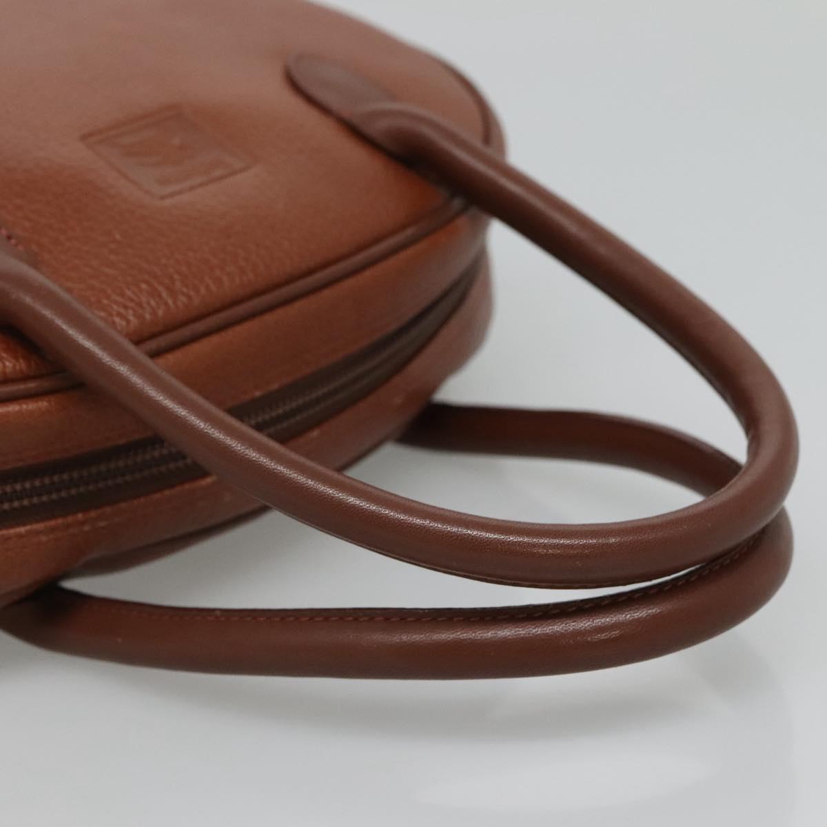 Burberrys Hand Bag Leather Brown Gold Auth ep8000