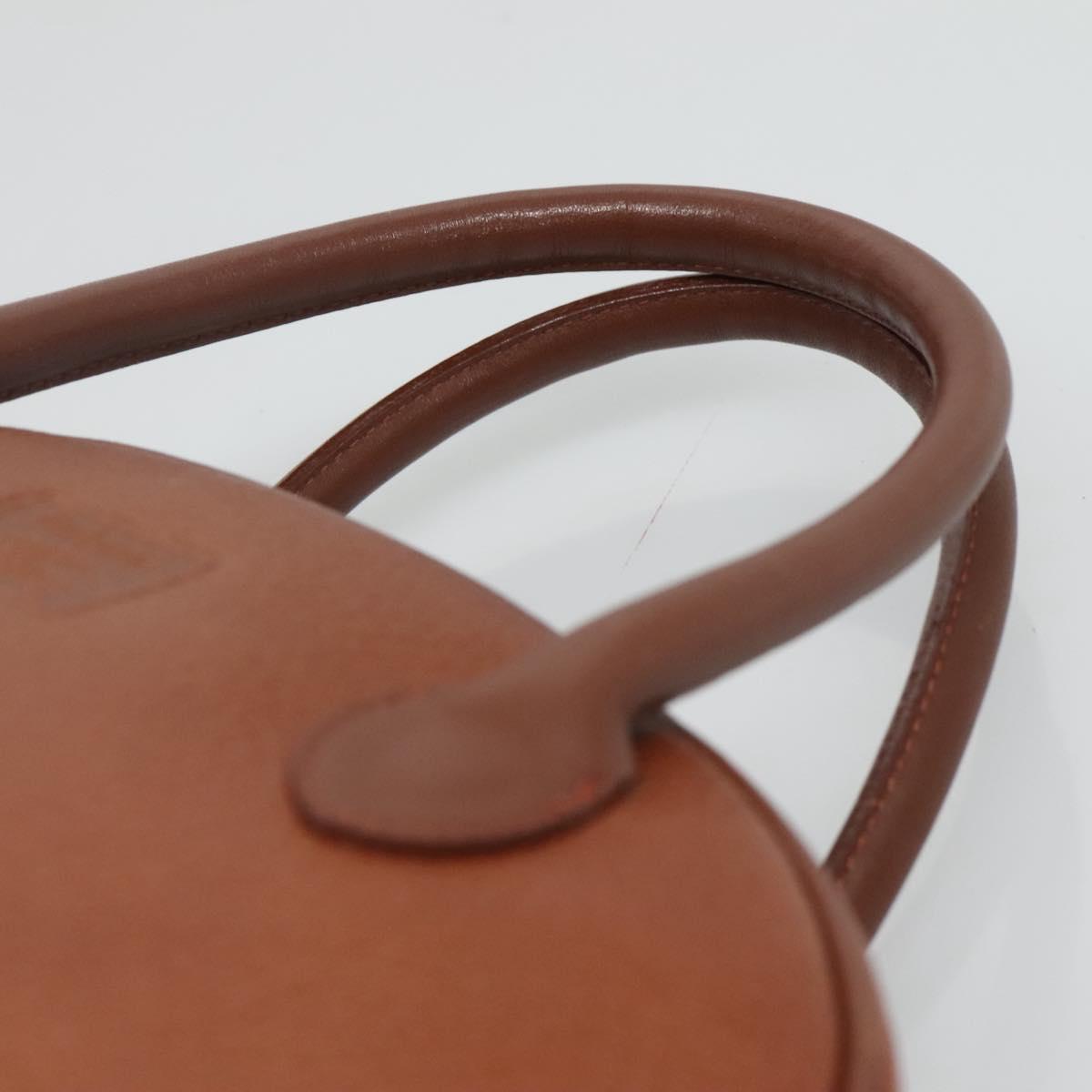 Burberrys Hand Bag Leather Brown Gold Auth ep8000