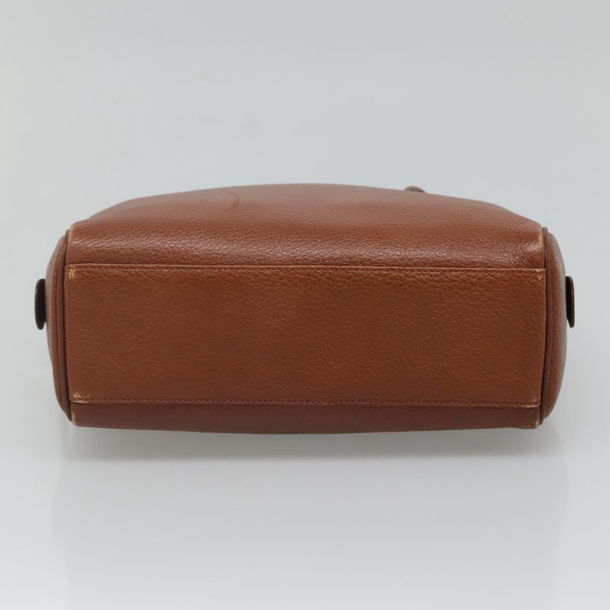 Burberrys Hand Bag Leather Brown Gold Auth ep8000