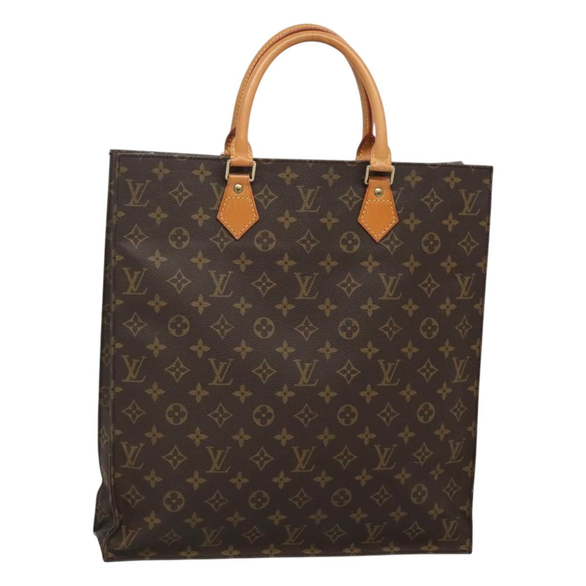 LOUIS VUITTON Monogram Sac Plat Hand Bag M51140 LV Auth ep8010
