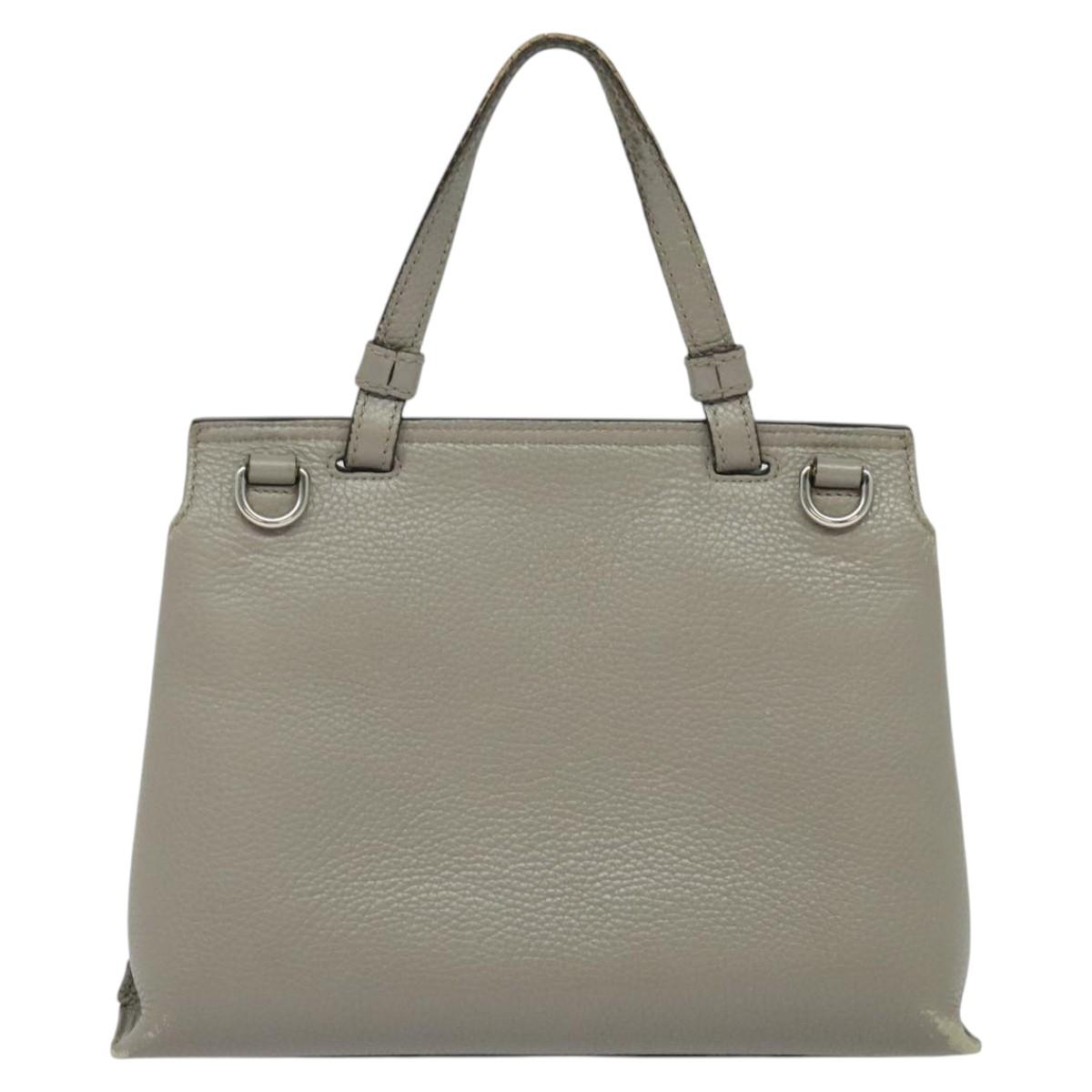 GUCCI Bamboo Daily Hand Bag Leather 2way Gray Silver 370831 Auth ep8016