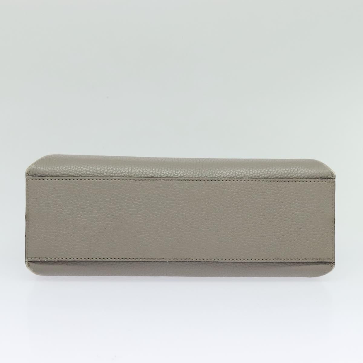 GUCCI Bamboo Daily Hand Bag Leather 2way Gray Silver 370831 Auth ep8016
