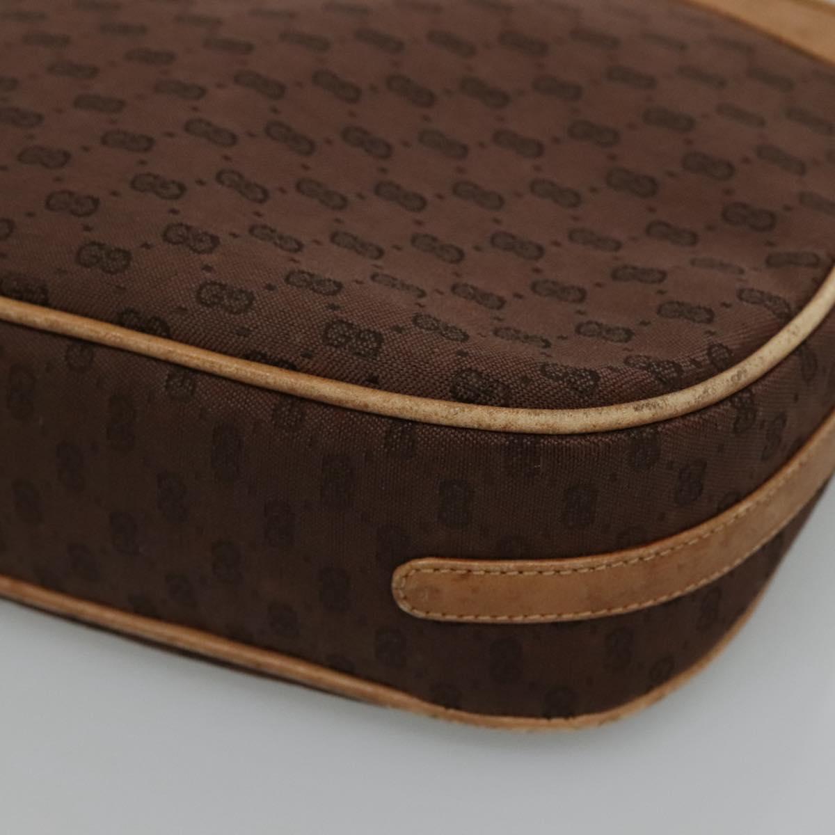 GUCCI Micro GG Canvas Shoulder Bag Brown Gold Auth ep8043