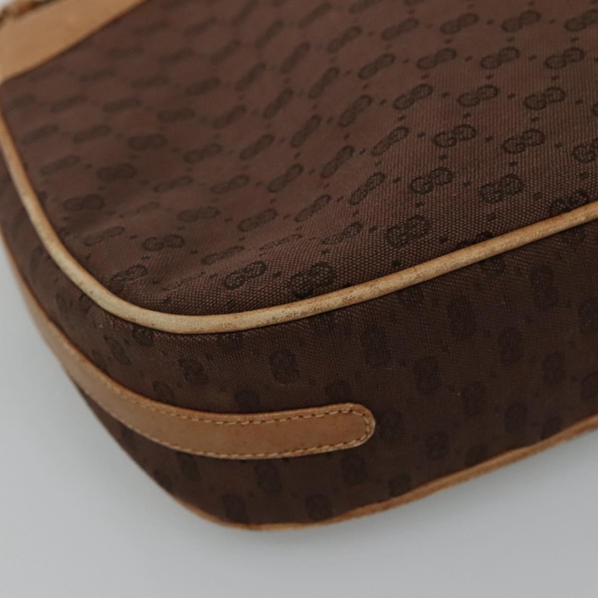GUCCI Micro GG Canvas Shoulder Bag Brown Gold Auth ep8043