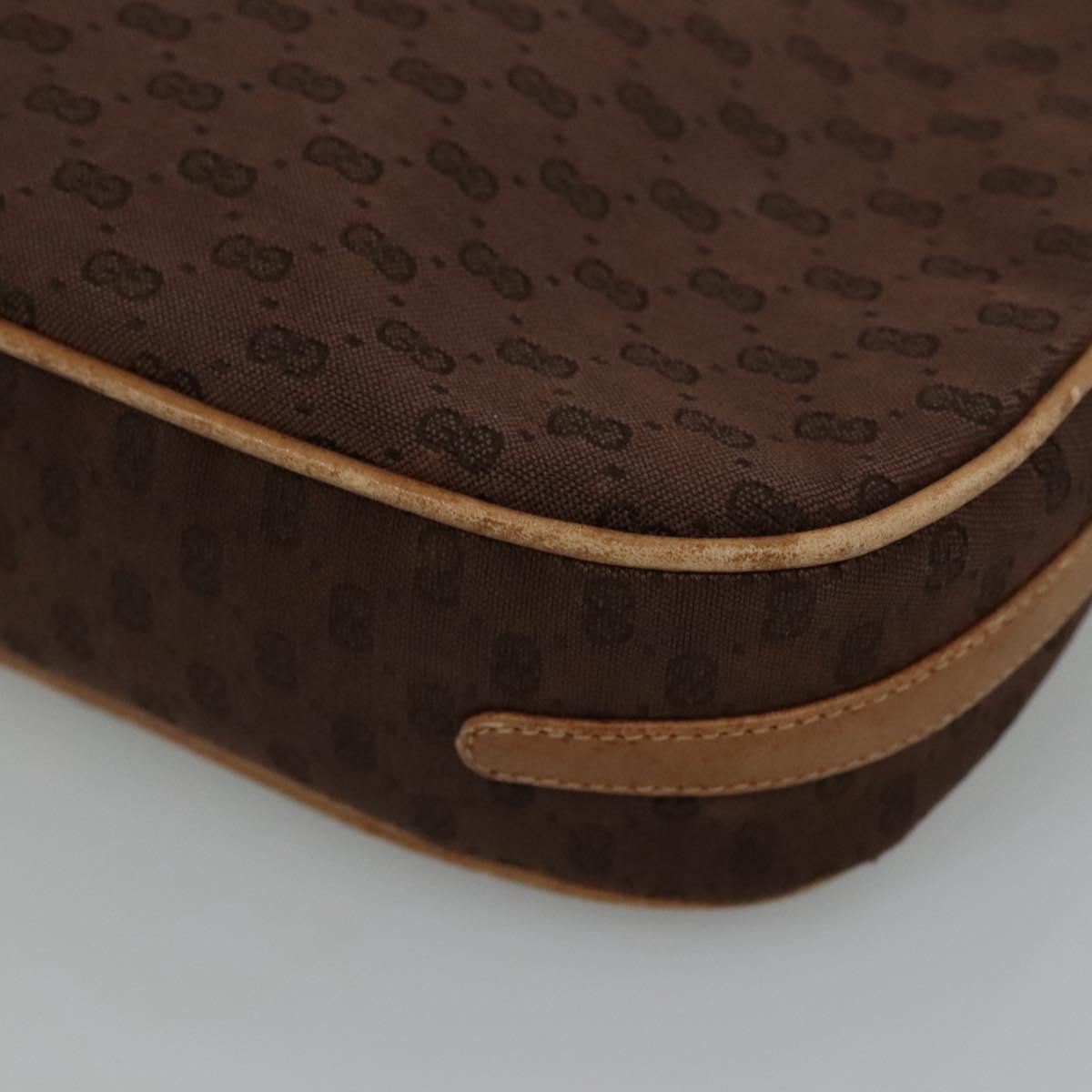 GUCCI Micro GG Canvas Shoulder Bag Brown Gold Auth ep8043