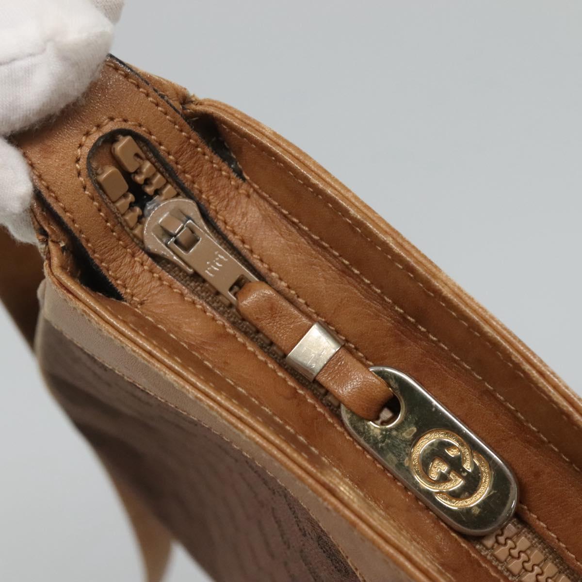 GUCCI Micro GG Canvas Shoulder Bag Brown Gold Auth ep8043