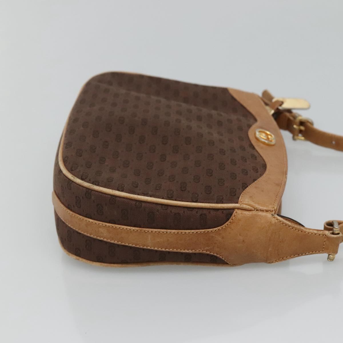 GUCCI Micro GG Canvas Shoulder Bag Brown Gold Auth ep8043