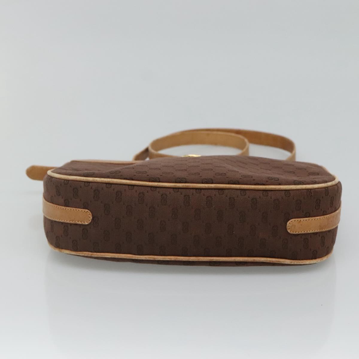 GUCCI Micro GG Canvas Shoulder Bag Brown Gold Auth ep8043