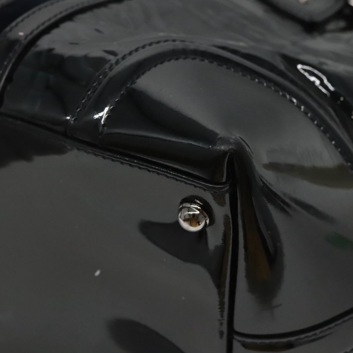 GUCCI Horsebit Hand Bag Enamel Navy 146002 Auth ep8079