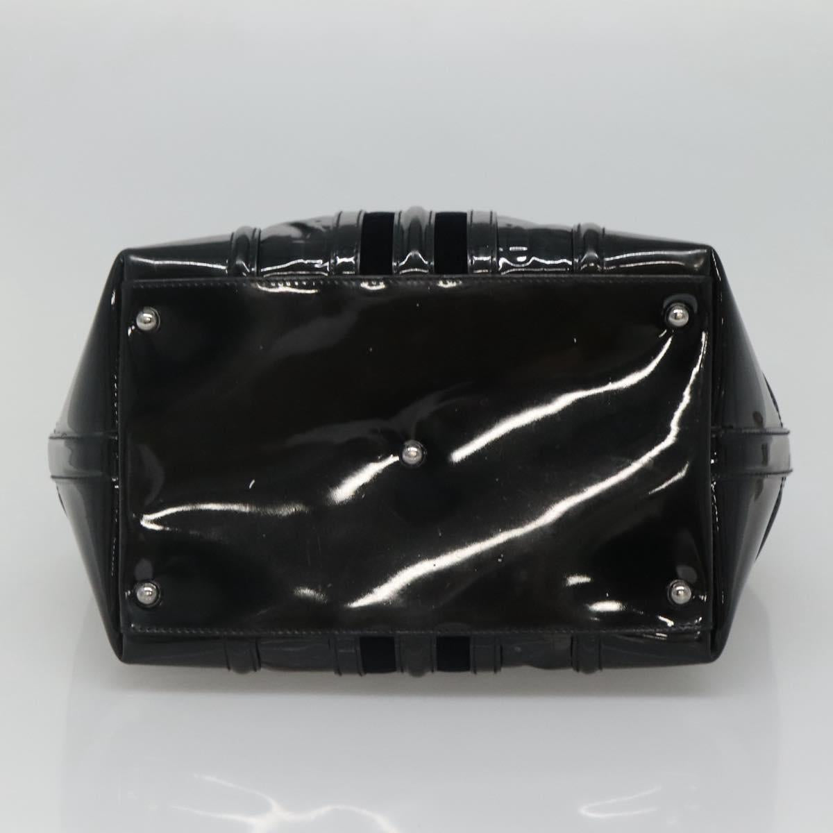 GUCCI Horsebit Hand Bag Enamel Navy 146002 Auth ep8079