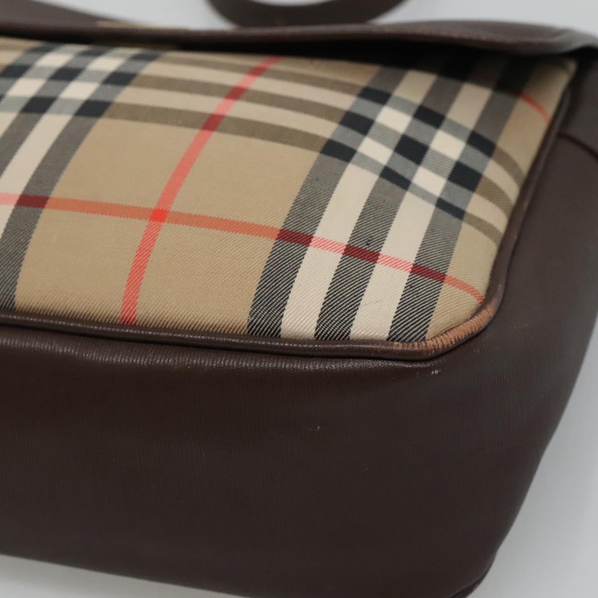 Burberrys Nova Check Shoulder Bag Canvas Beige Gold Auth ep8091