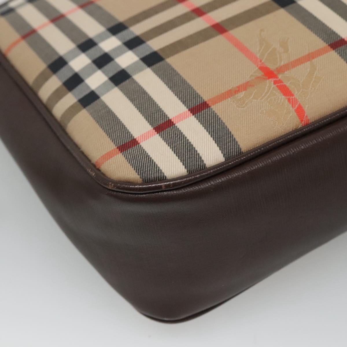 Burberrys Nova Check Shoulder Bag Canvas Beige Gold Auth ep8091