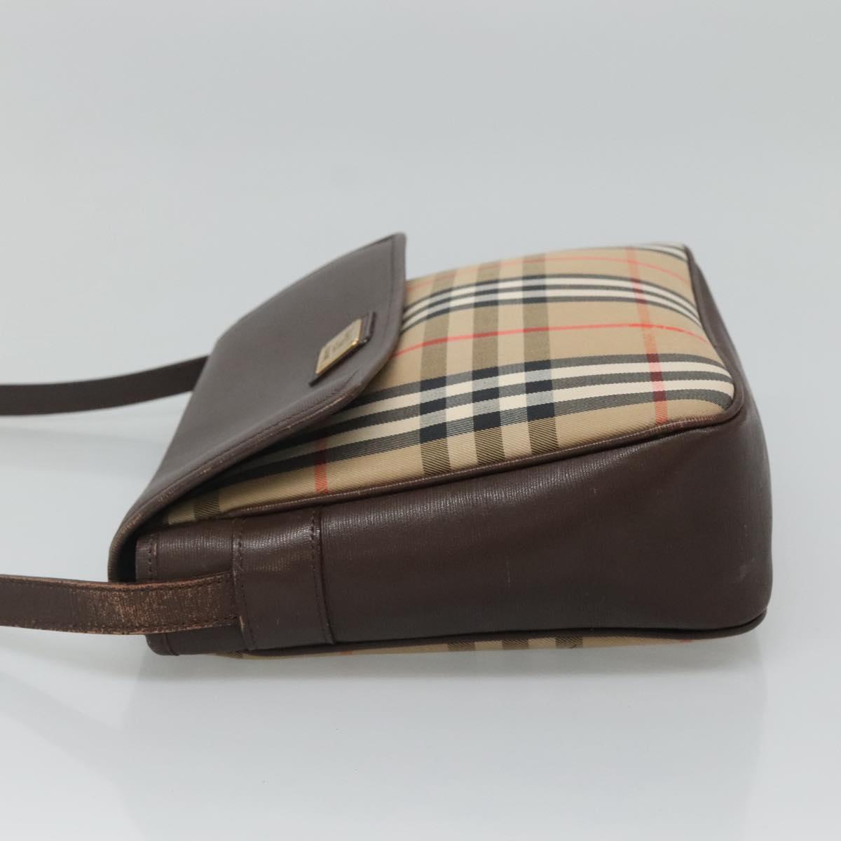 Burberrys Nova Check Shoulder Bag Canvas Beige Gold Auth ep8091