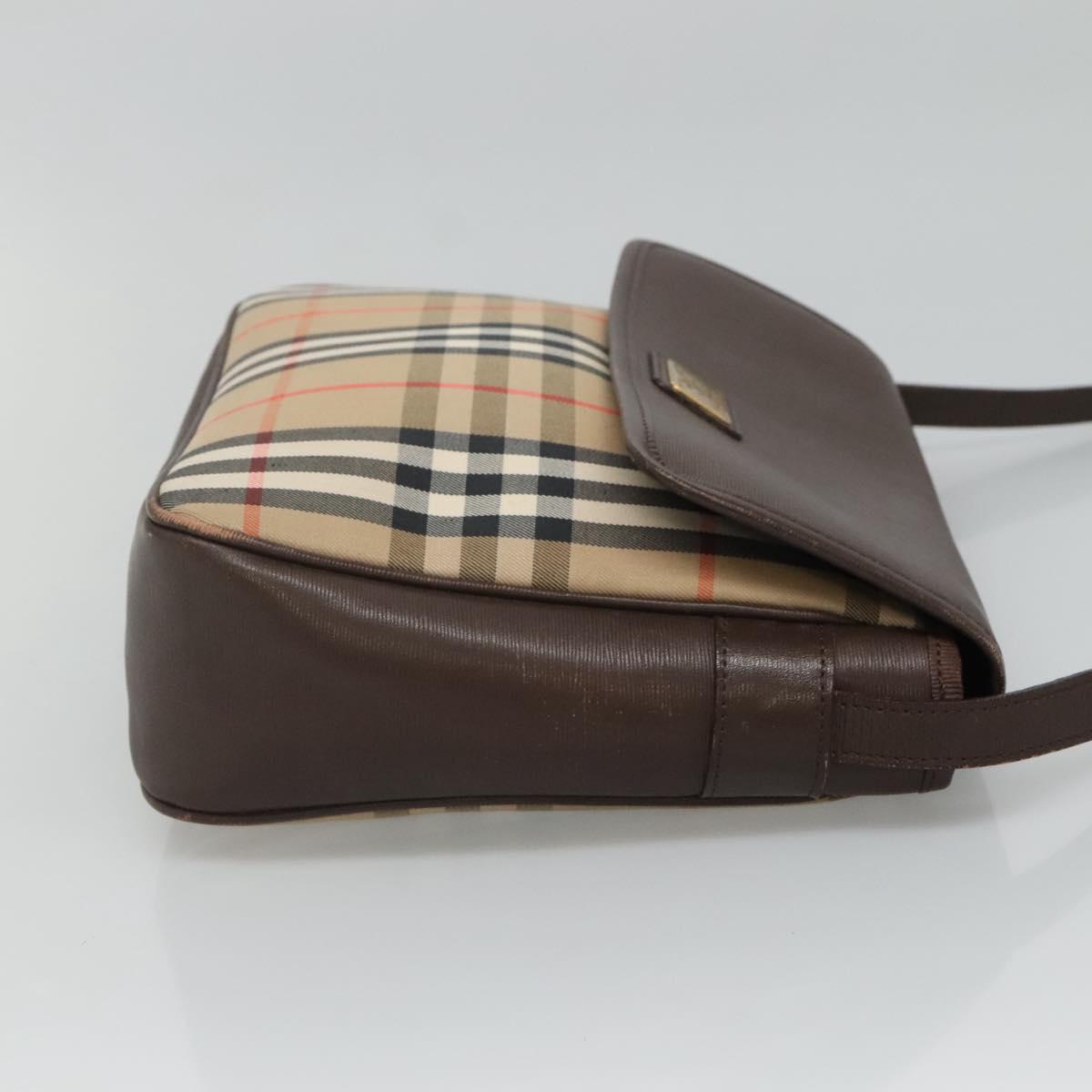 Burberrys Nova Check Shoulder Bag Canvas Beige Gold Auth ep8091