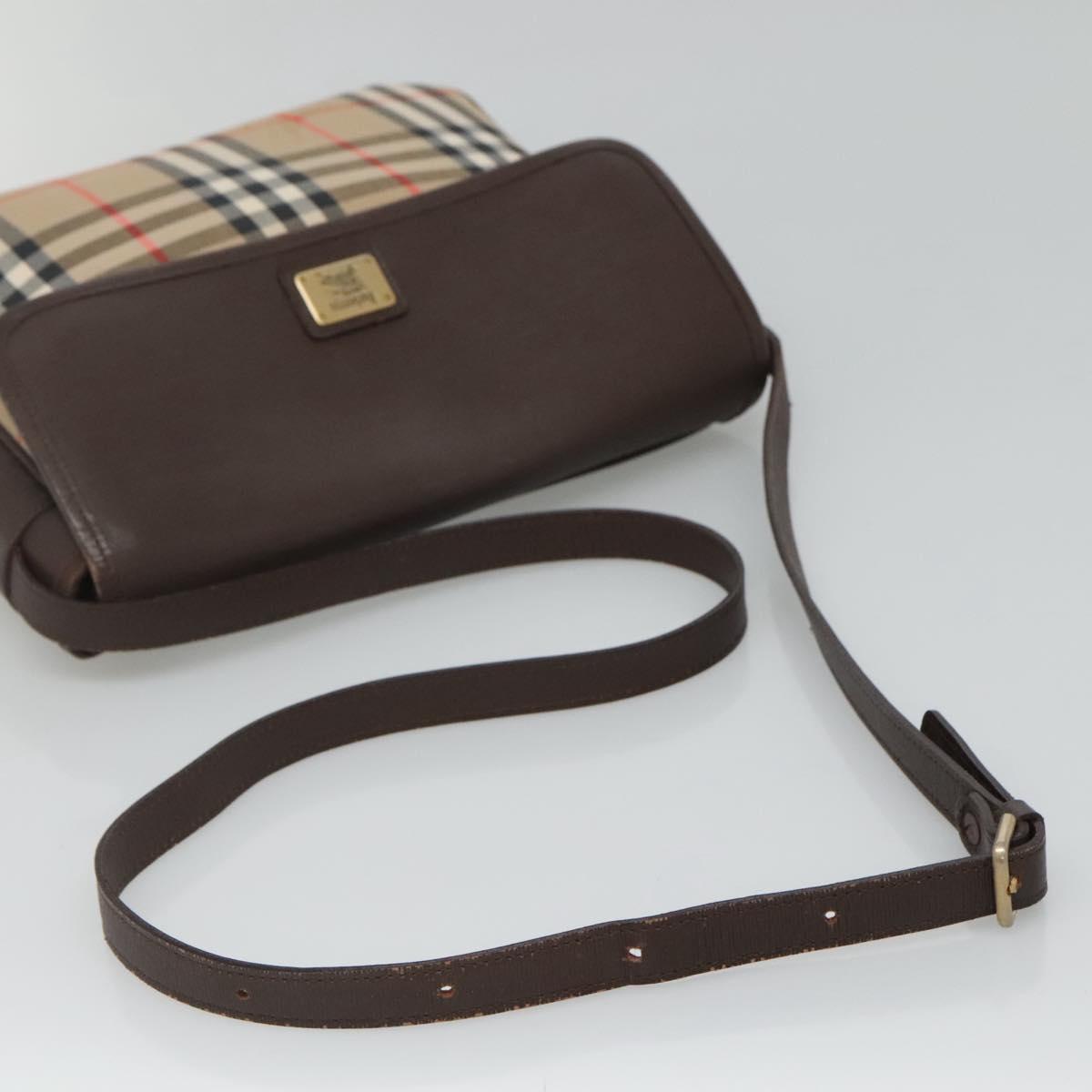 Burberrys Nova Check Shoulder Bag Canvas Beige Gold Auth ep8091