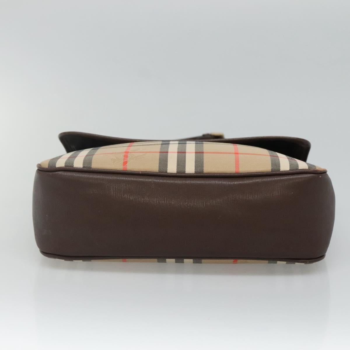 Burberrys Nova Check Shoulder Bag Canvas Beige Gold Auth ep8091