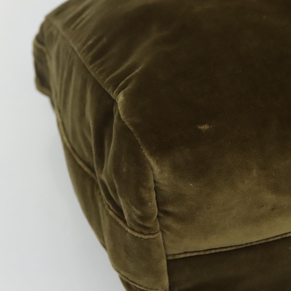 PRADA Shoulder Bag Velor Khaki Auth ep8096