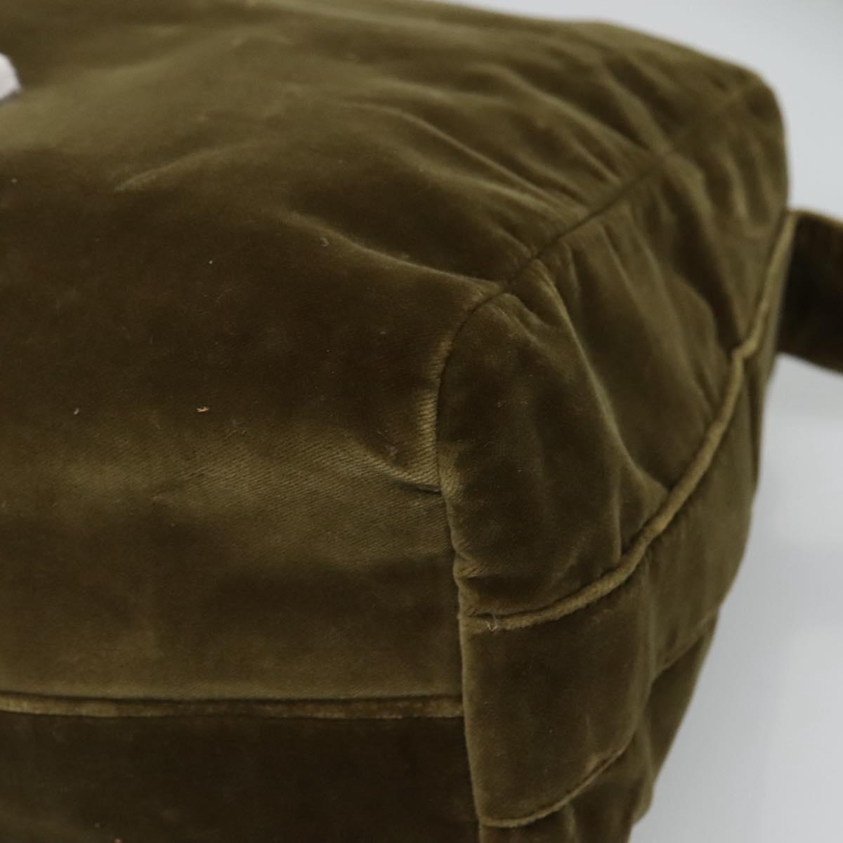 PRADA Shoulder Bag Velor Khaki Auth ep8096