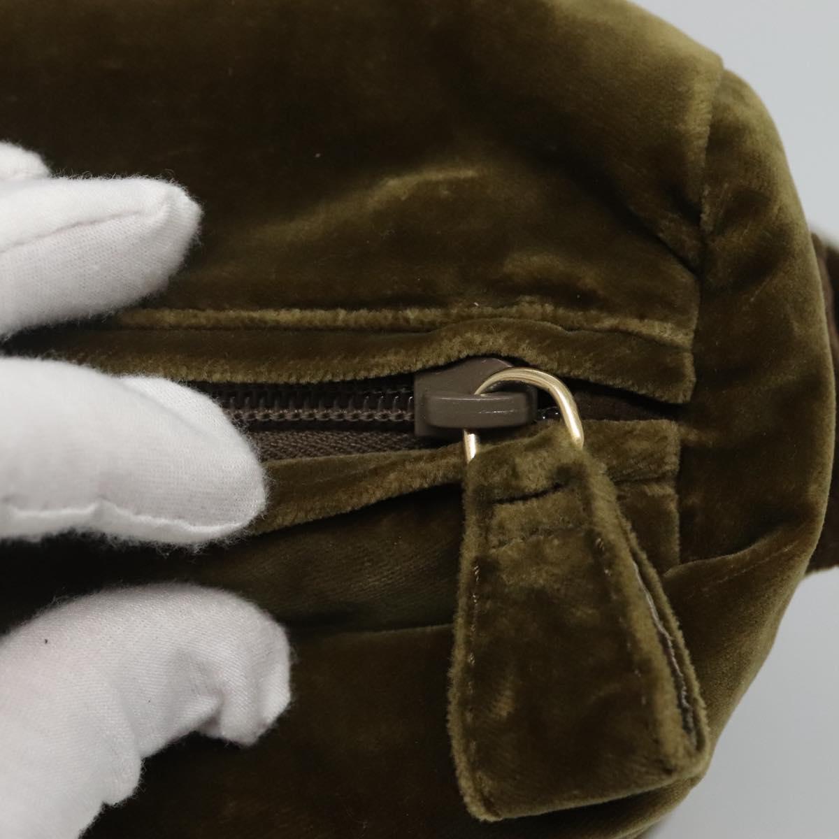 PRADA Shoulder Bag Velor Khaki Auth ep8096