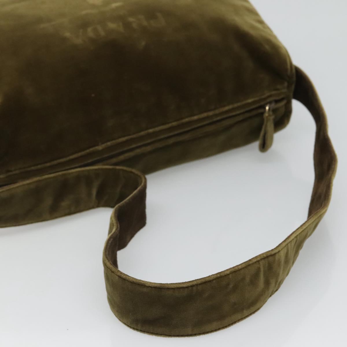 PRADA Shoulder Bag Velor Khaki Auth ep8096