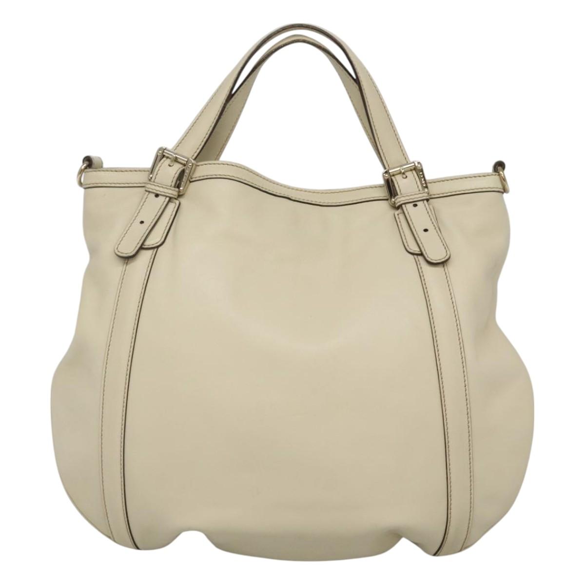 GUCCI Interlocking Hand Bag Leather 2way Beige Auth ep8109