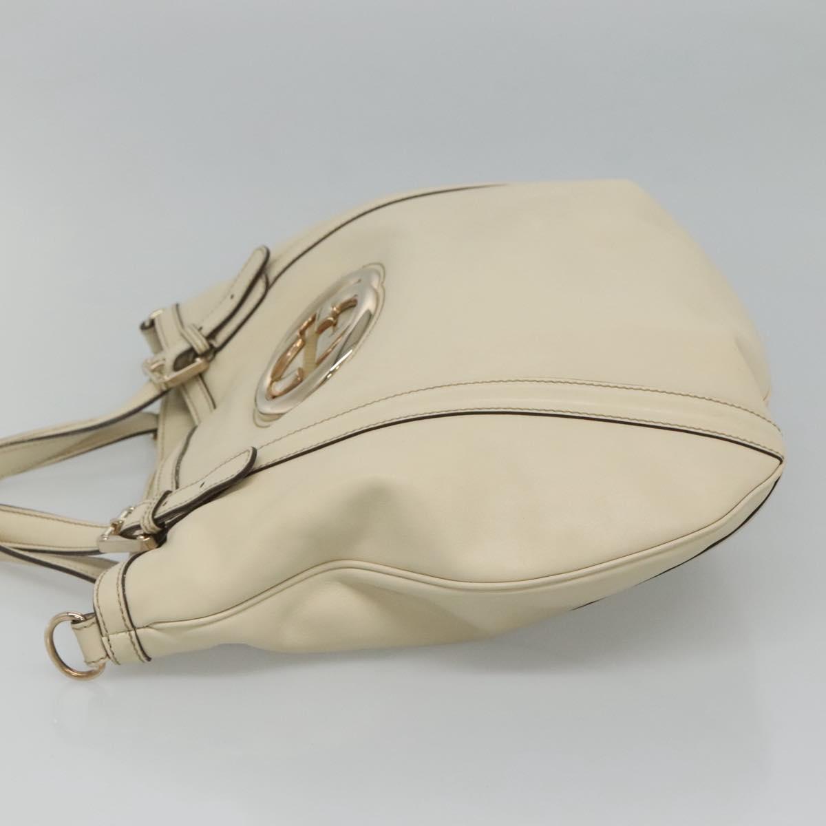 GUCCI Interlocking Hand Bag Leather 2way Beige Auth ep8109