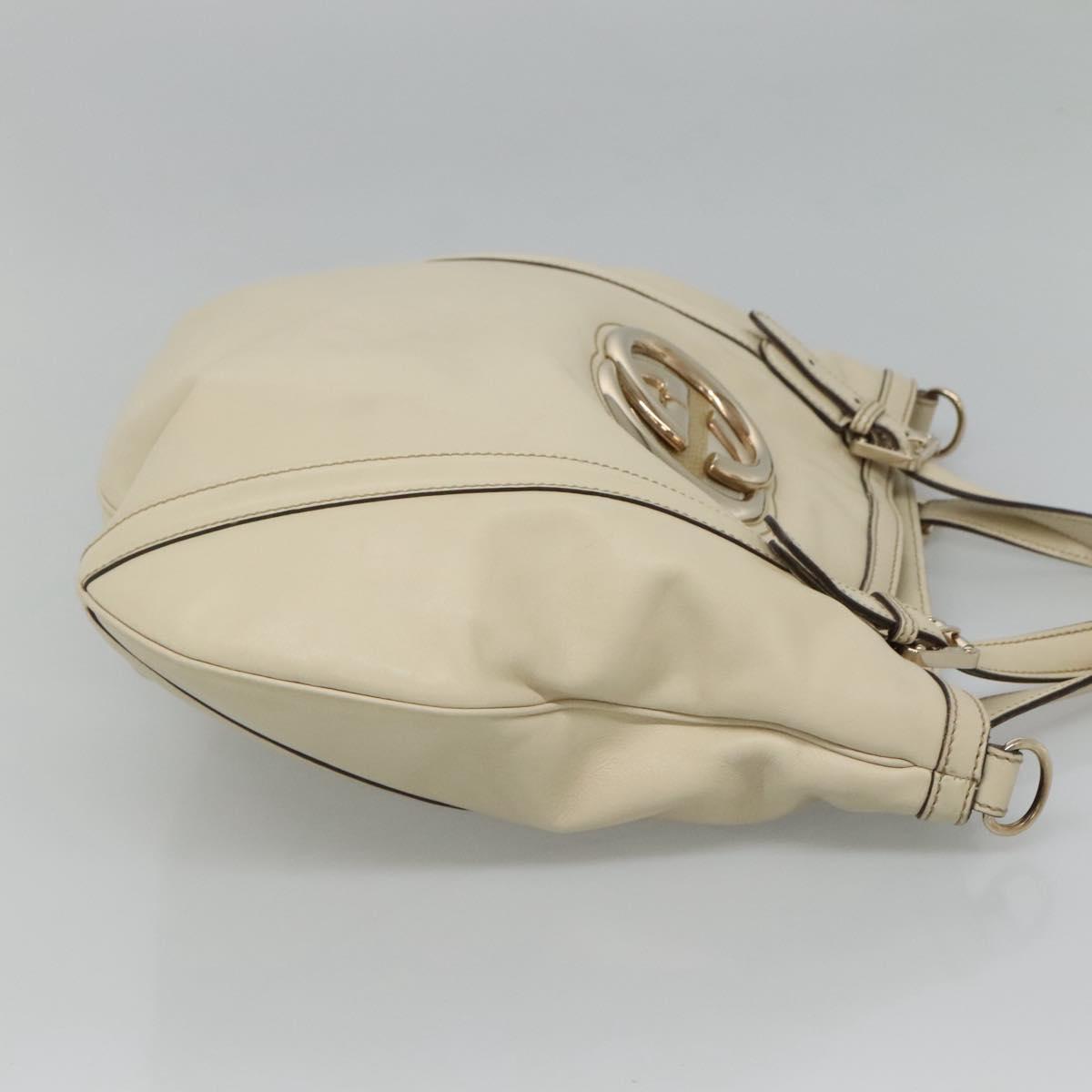 GUCCI Interlocking Hand Bag Leather 2way Beige Auth ep8109