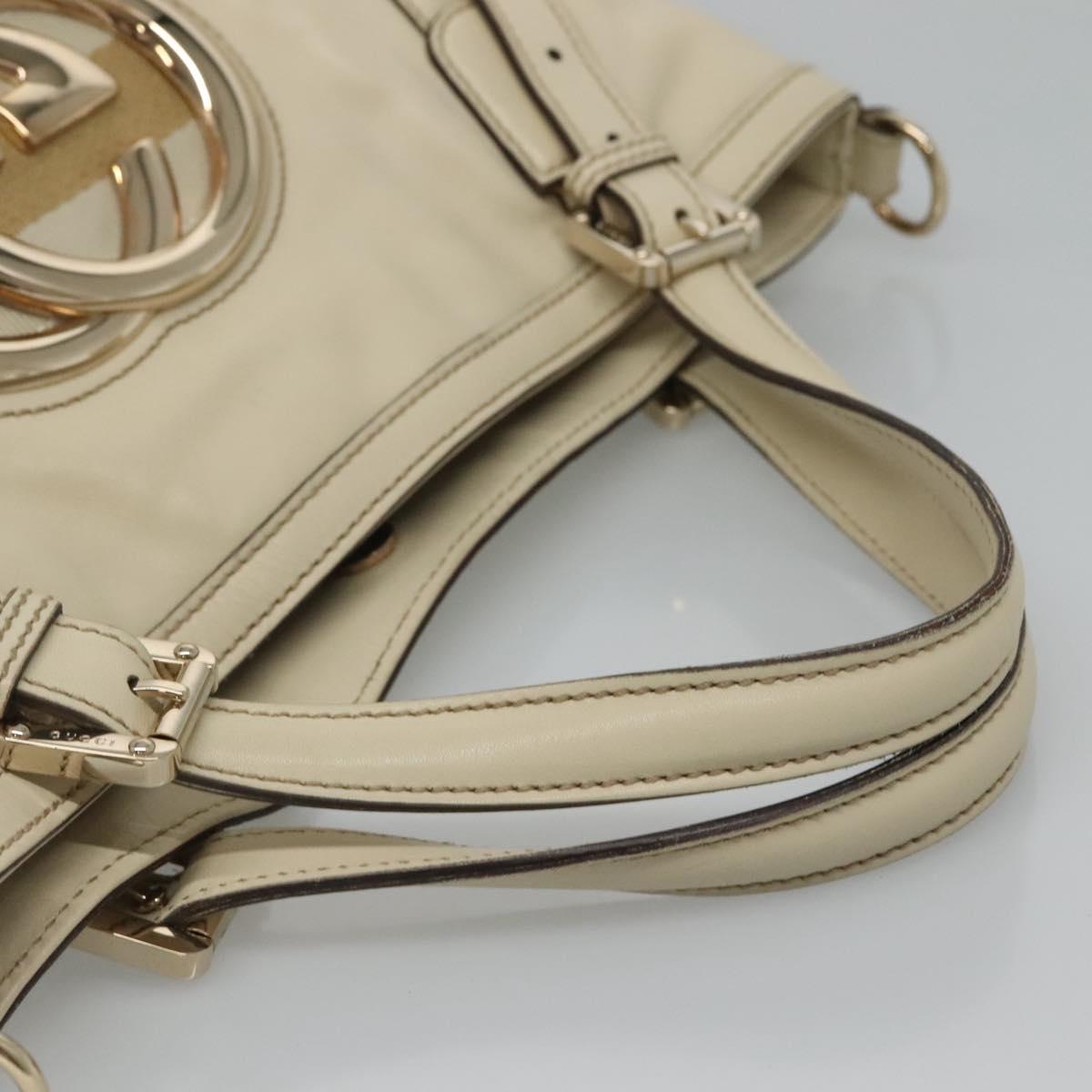 GUCCI Interlocking Hand Bag Leather 2way Beige Auth ep8109