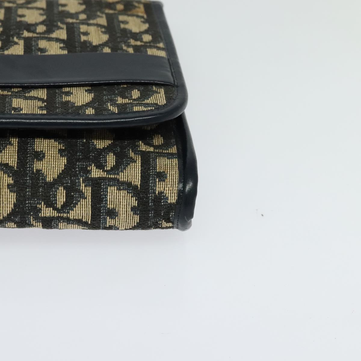 Christian Dior Trotter Canvas Chain Shoulder Bag Navy Auth ep8112