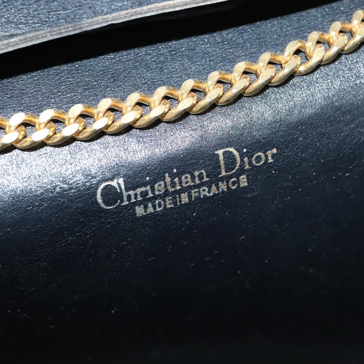 Christian Dior Trotter Canvas Chain Shoulder Bag Navy Auth ep8112