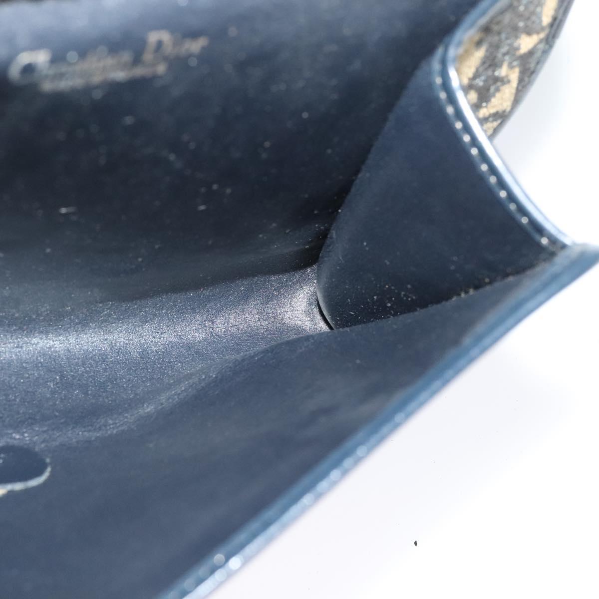 Christian Dior Trotter Canvas Chain Shoulder Bag Navy Auth ep8112