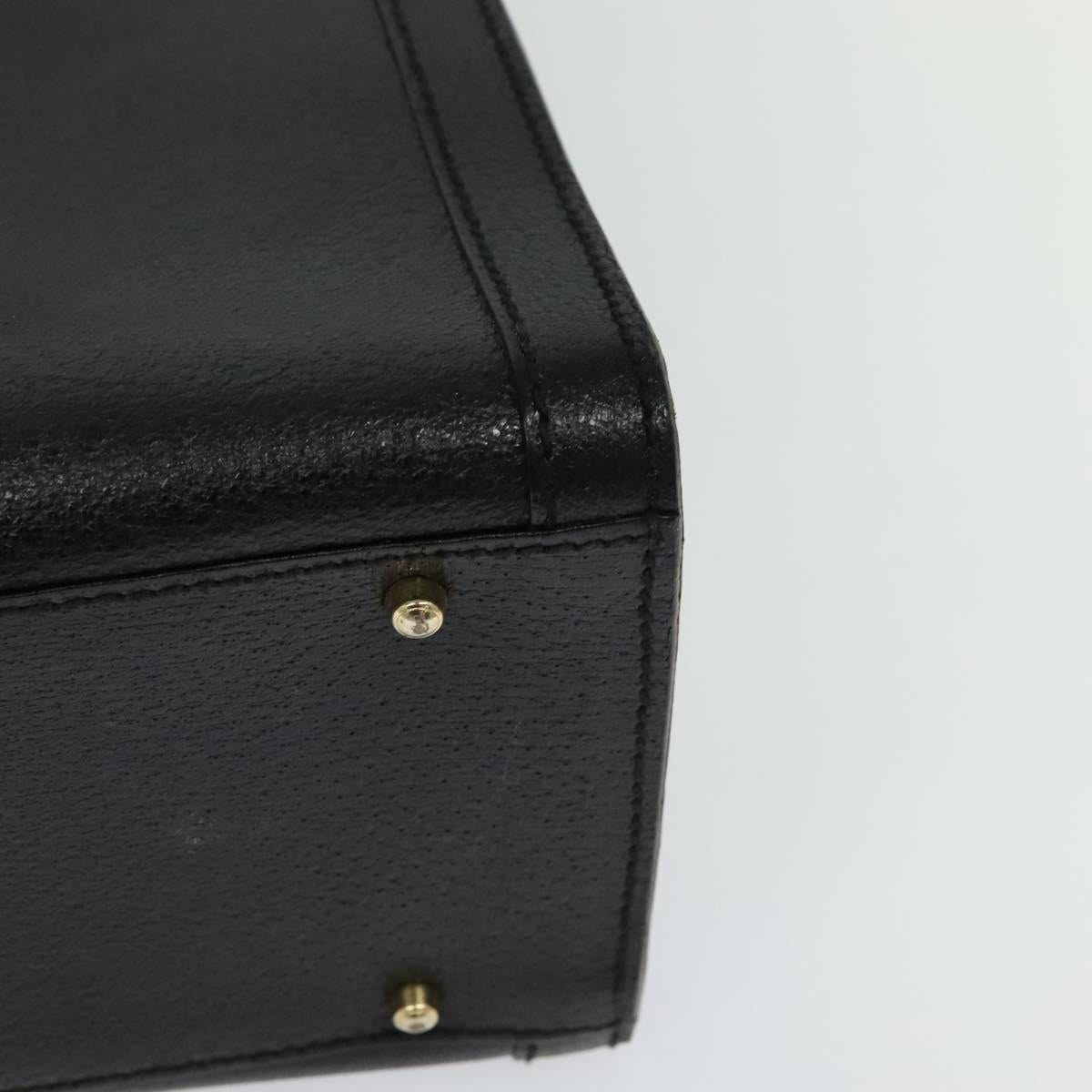 GUCCI Bamboo Hand Bag Leather Black Gold 002 2853 0260 0 Auth ep8133