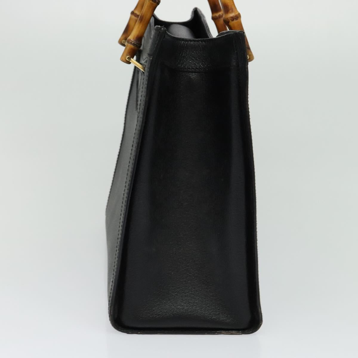 GUCCI Bamboo Hand Bag Leather Black Gold 002 2853 0260 0 Auth ep8133