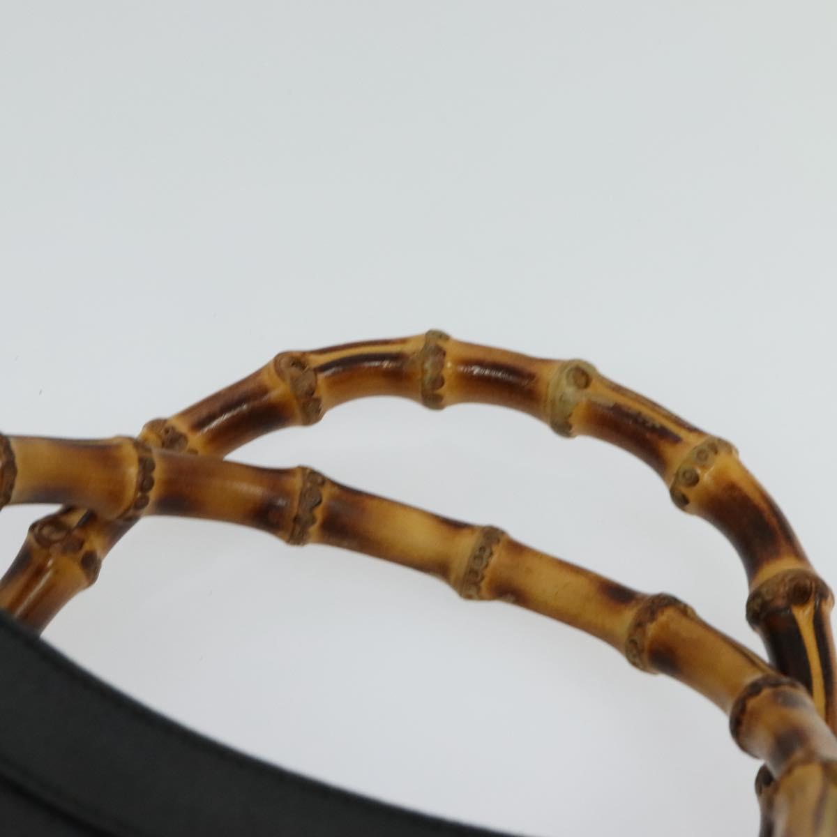 GUCCI Bamboo Hand Bag Leather Black Gold 002 2853 0260 0 Auth ep8133