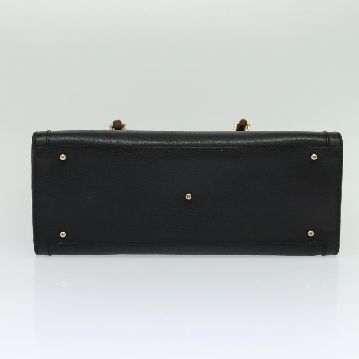 GUCCI Bamboo Hand Bag Leather Black Gold 002 2853 0260 0 Auth ep8133