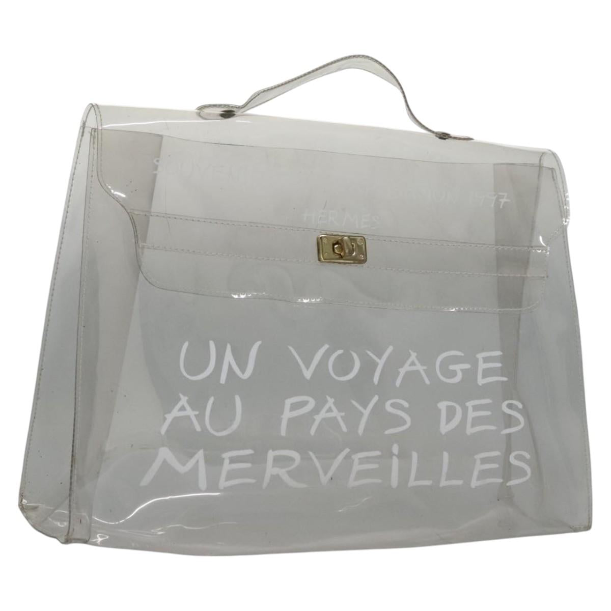 HERMES Vinyl Kelly Hand Bag Vinyl Clear Auth ep8137