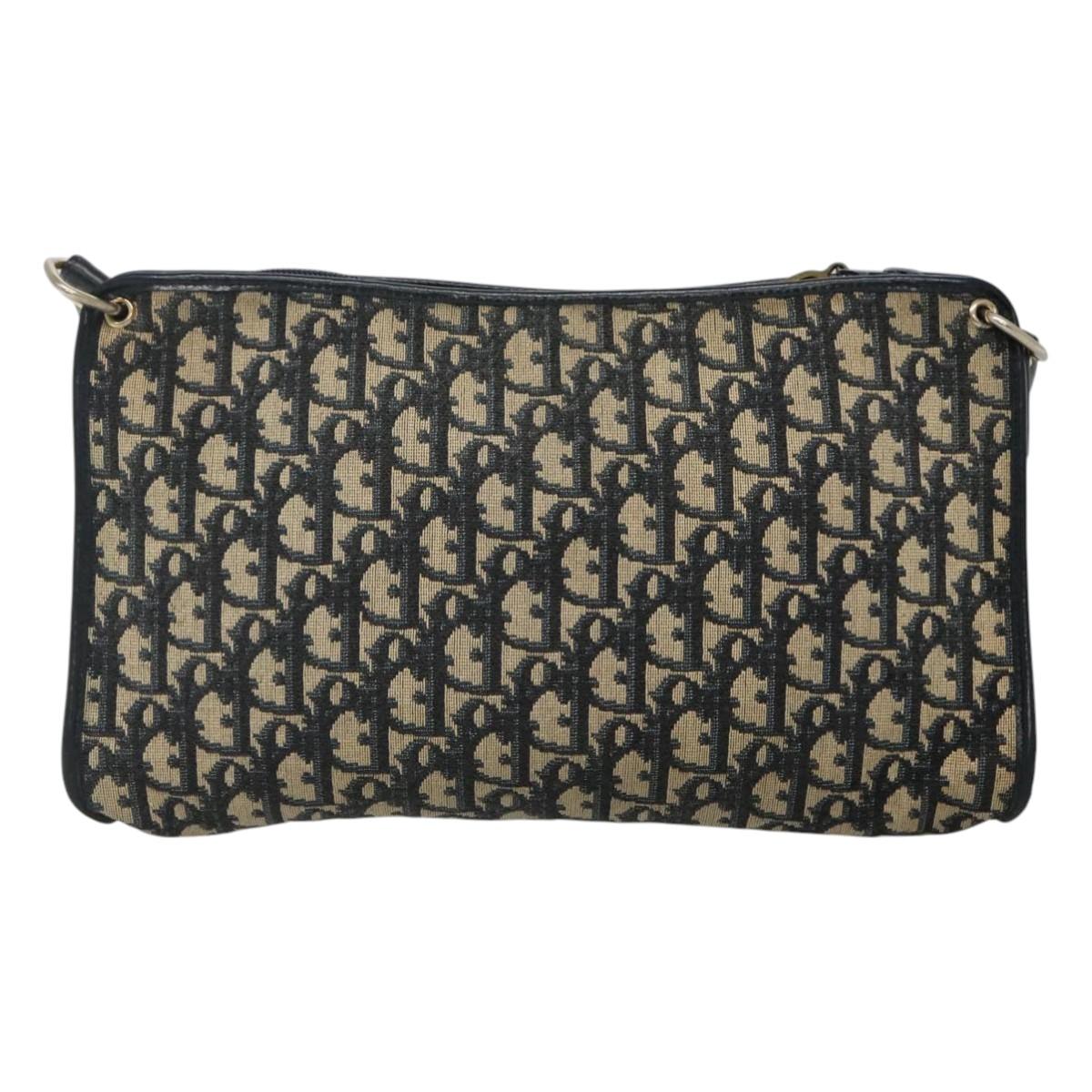 Christian Dior Trotter Canvas Shoulder Bag Navy Auth ep8138