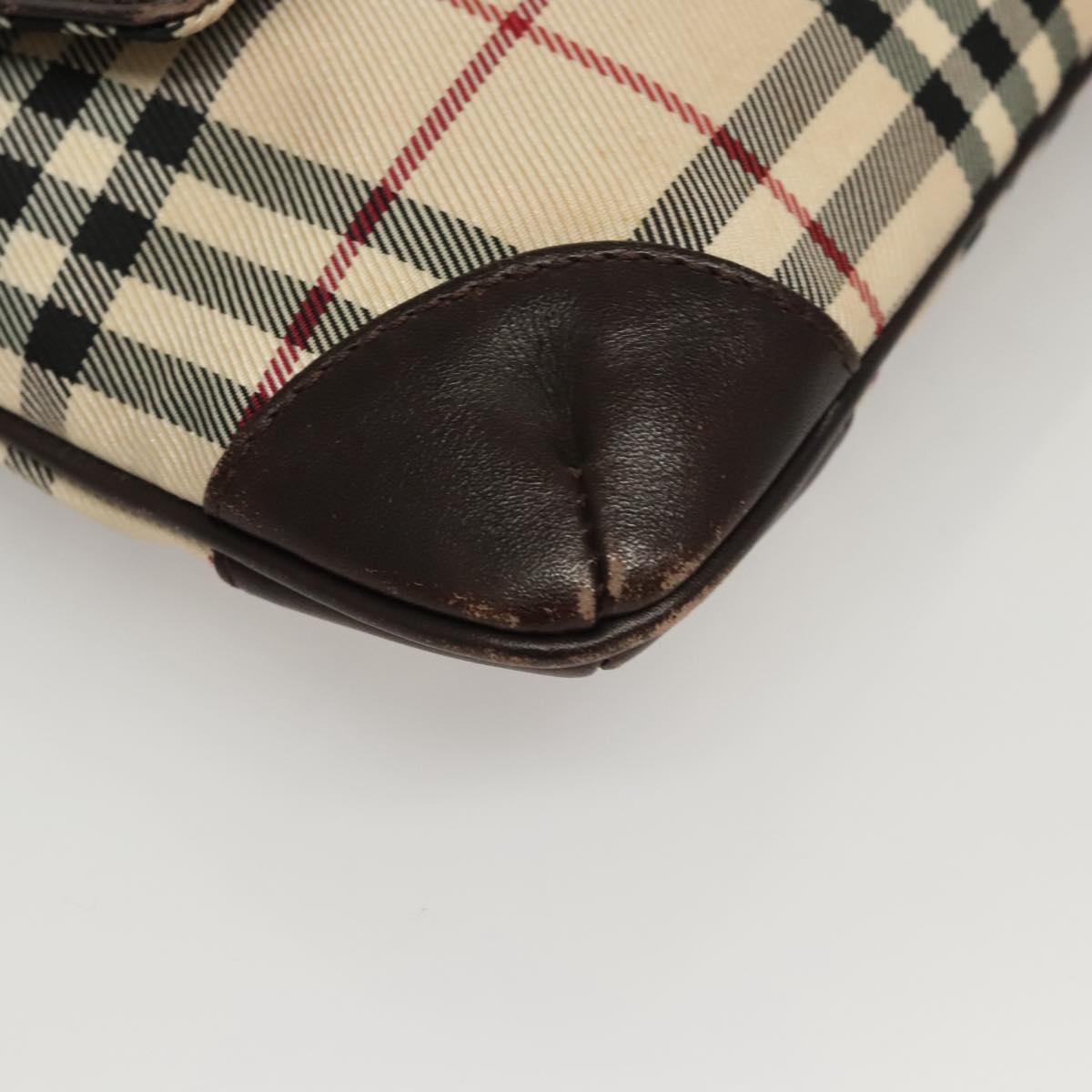 BURBERRY Nova Check Shoulder Bag Nylon Beige Brown Silver Auth ep8167