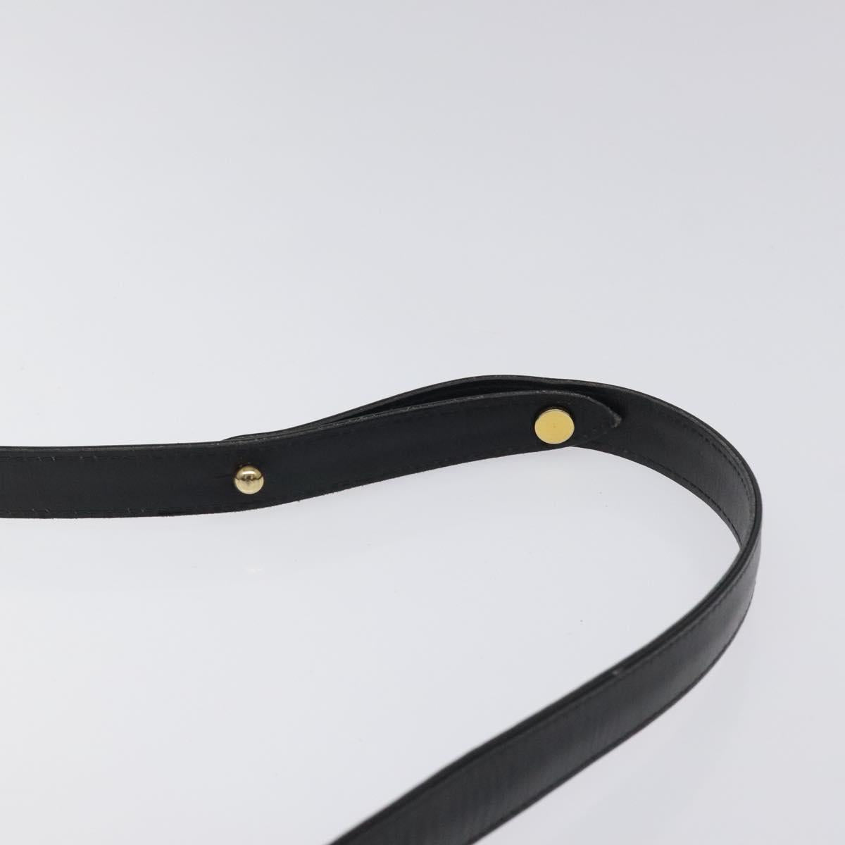 GUCCI Shoulder Bag Leather Black Gold Auth ep8168