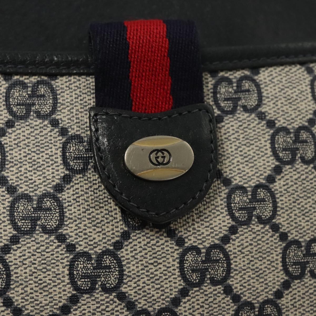 GUCCI GG Supreme Shoulder Bag PVC Navy Gold 39 02 026 Auth ep8170
