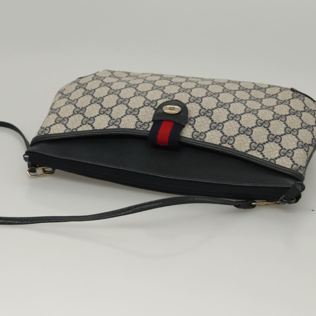 GUCCI GG Supreme Shoulder Bag PVC Navy Gold 39 02 026 Auth ep8170