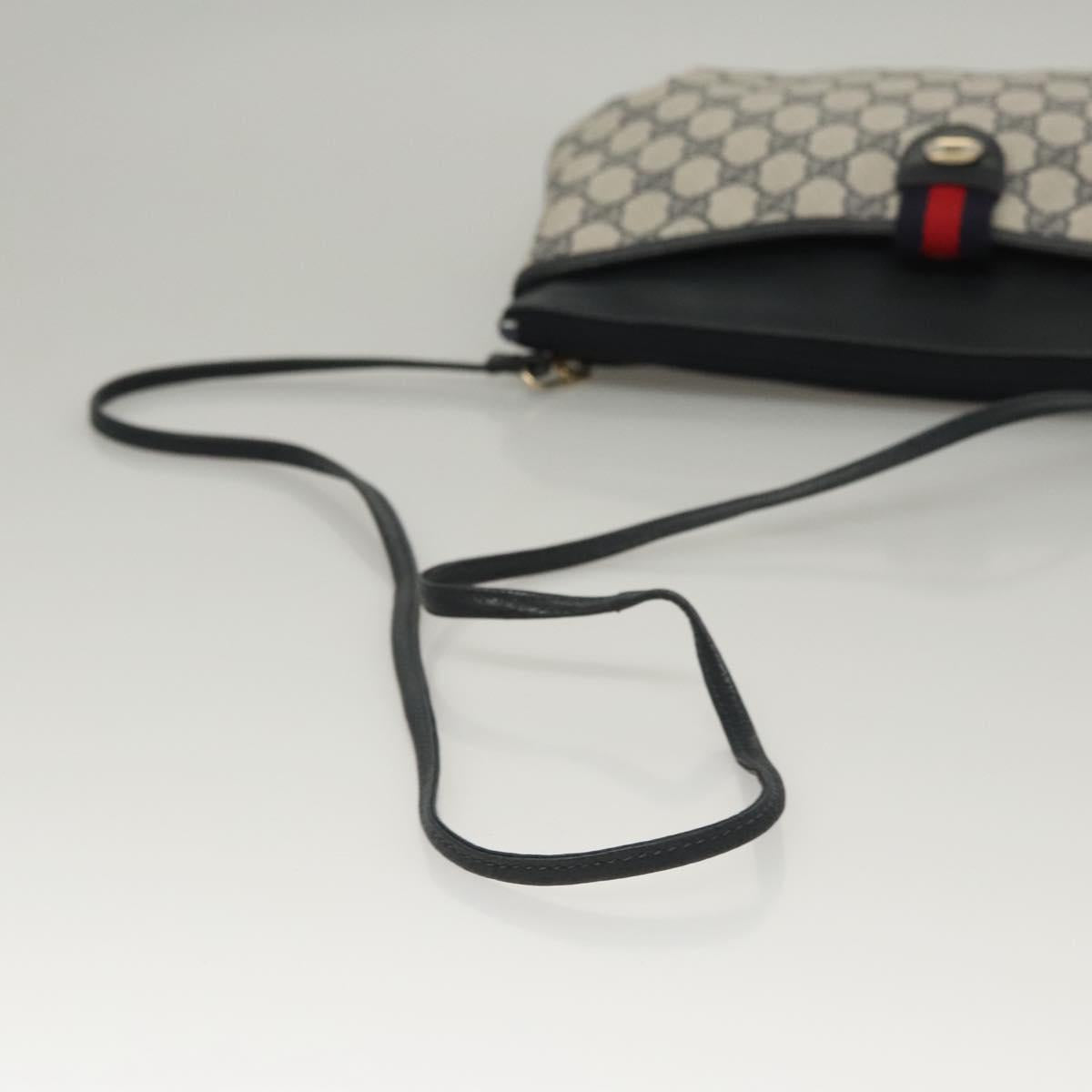 GUCCI GG Supreme Shoulder Bag PVC Navy Gold 39 02 026 Auth ep8170
