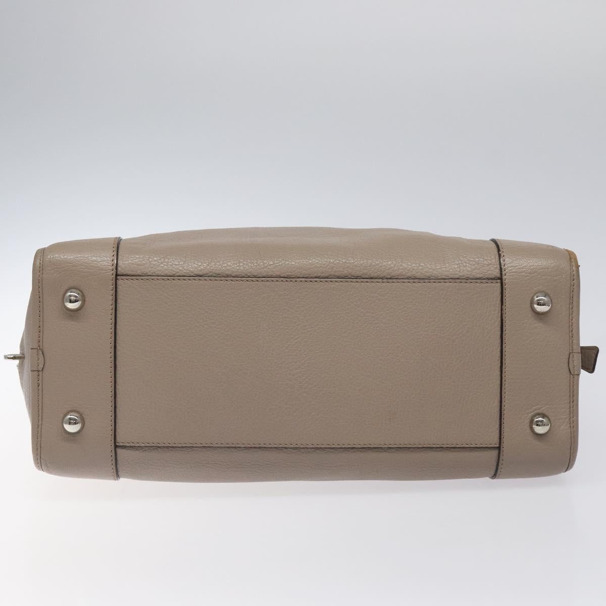 LOEWE Anagram Amazona 36 Hand Bag Leather Beige Silver Auth ep8171