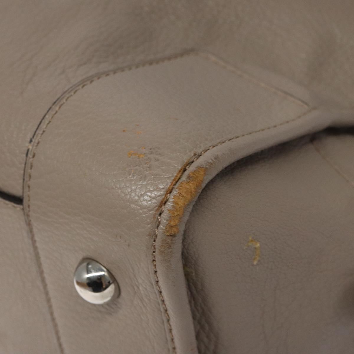 LOEWE Anagram Amazona 36 Hand Bag Leather Beige Silver Auth ep8171