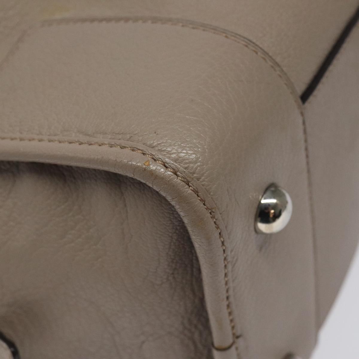 LOEWE Anagram Amazona 36 Hand Bag Leather Beige Silver Auth ep8171