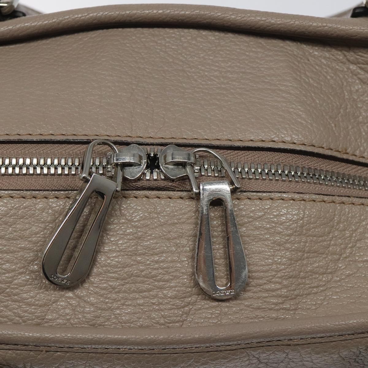 LOEWE Anagram Amazona 36 Hand Bag Leather Beige Silver Auth ep8171