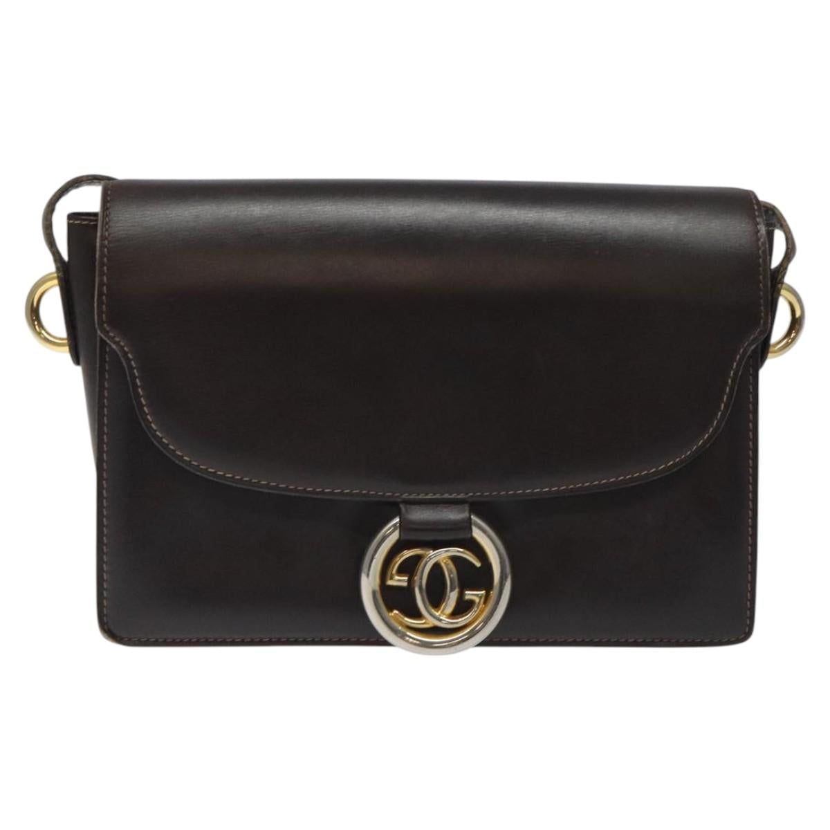 GUCCI Shoulder Bag Leather Brown Auth ep8177