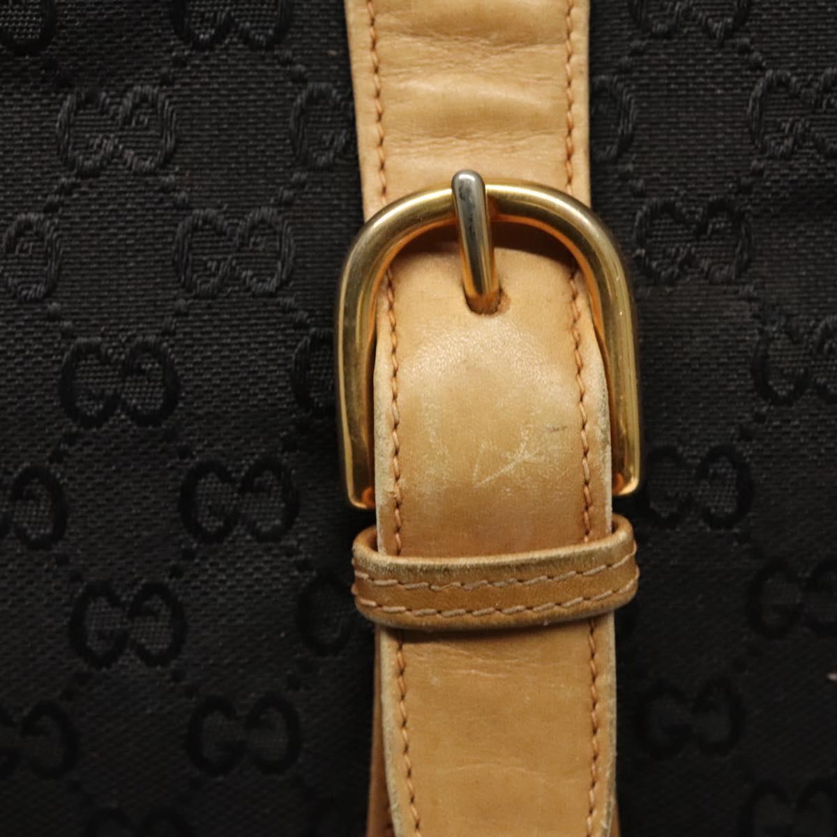 GUCCI GG Canvas Hand Bag Leather Black Auth ep8204