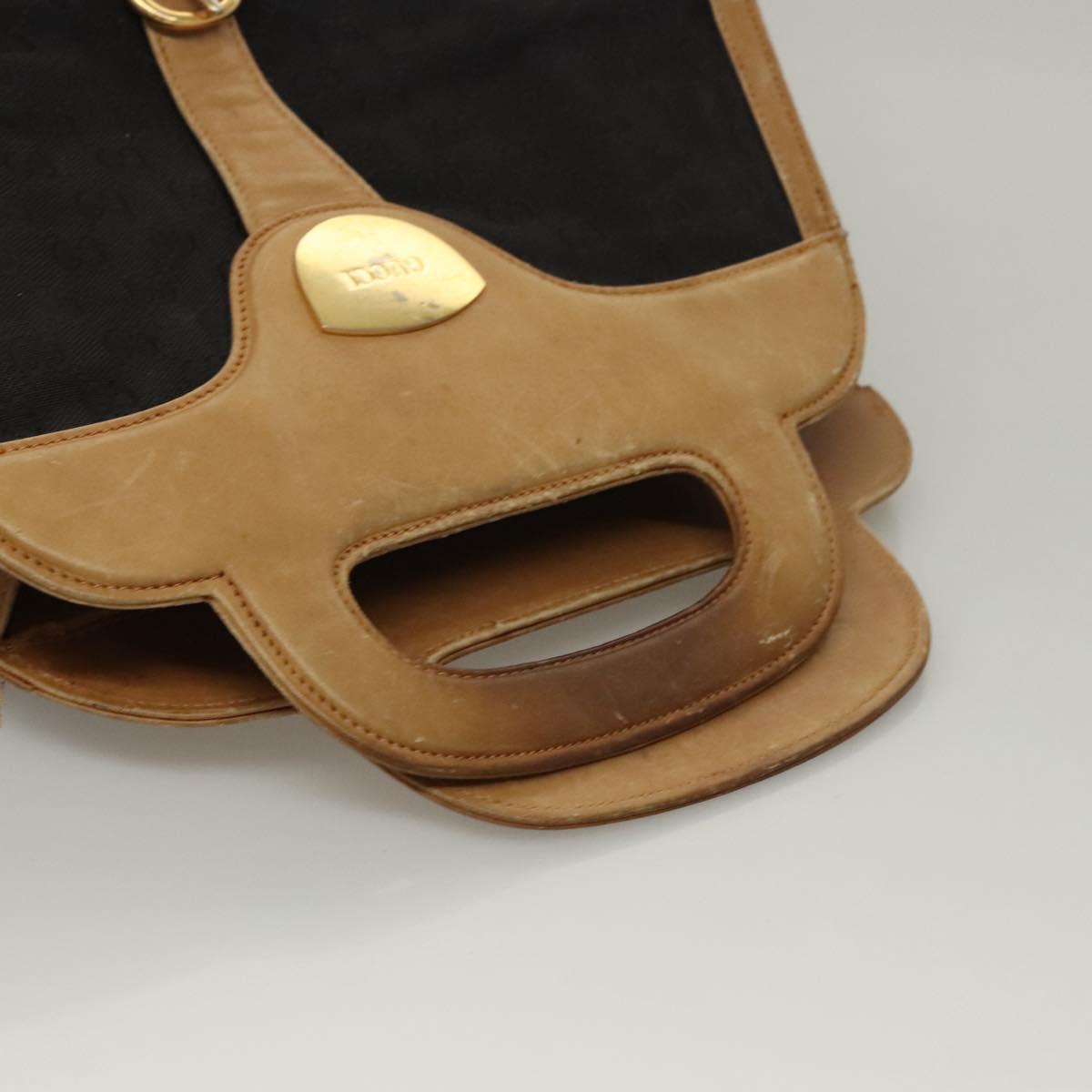 GUCCI GG Canvas Hand Bag Leather Black Auth ep8204